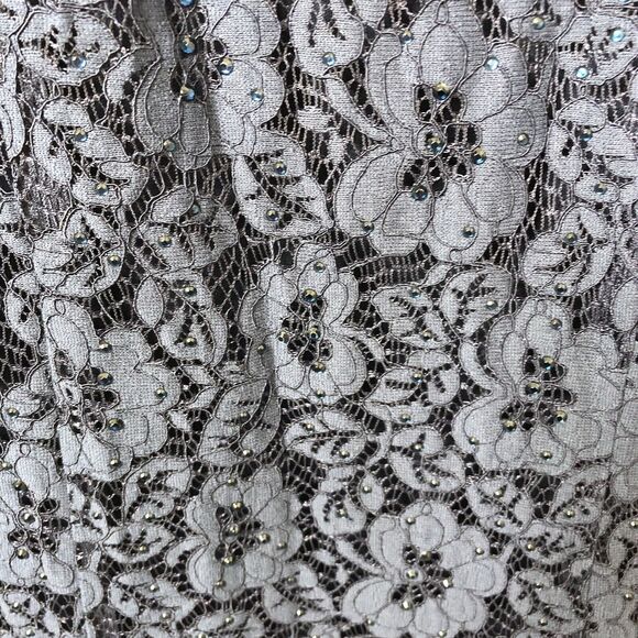 Abby Paris NWT Navy Stretch Lace Sparkle Lucci Sleeveless Formal Prom Gown 14 - Picture 8 of 16